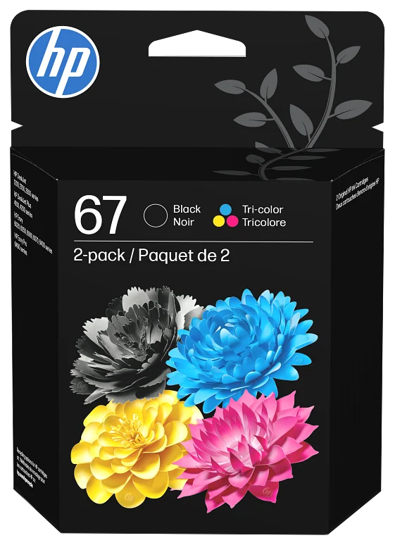 HP 67 2-pack Black/Tri-color Original Ink Cartridges (3YP29AN)